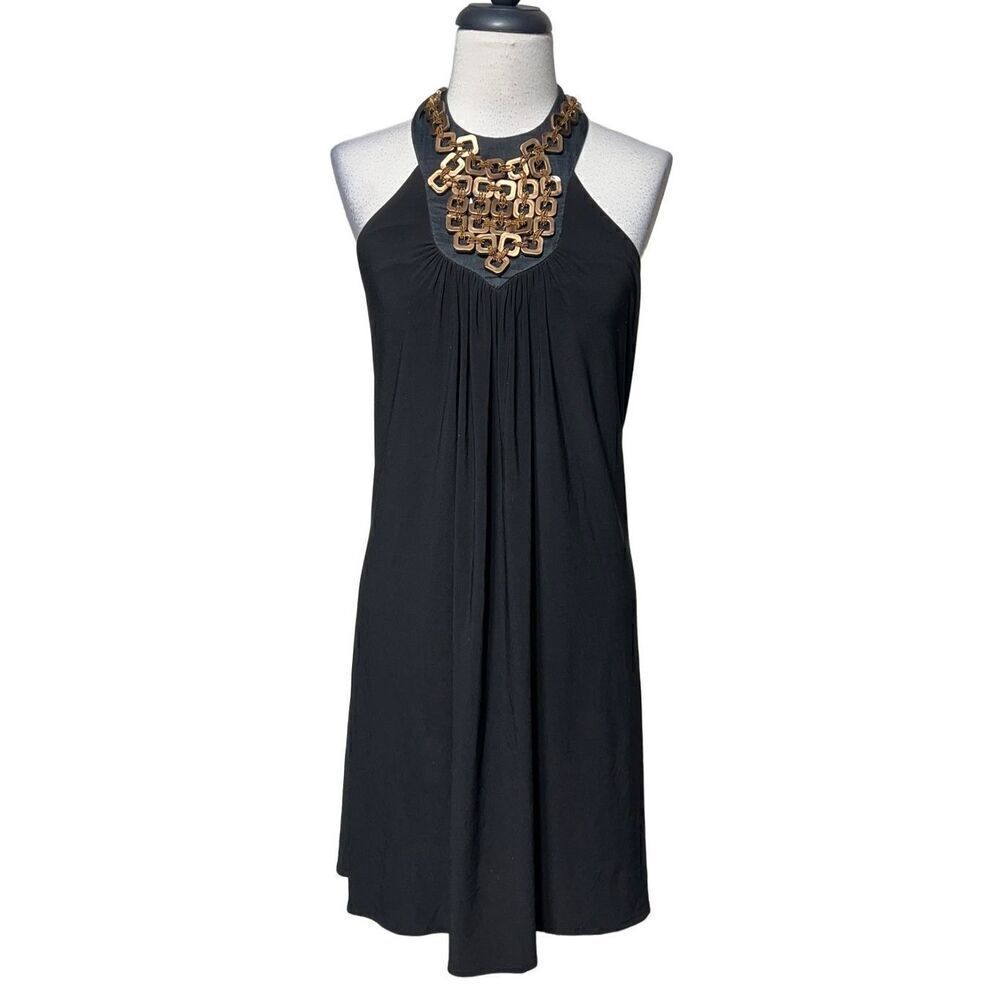 Linda Segal Vintage Summer Dress Enbellished Halter Mini Dress Size M